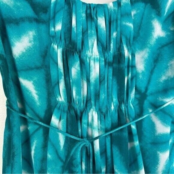 Calvin Klein Dress Sz 4 Pleated Bust Laguna Blue Green White Tie Dye Womens - Picture 6 of 9